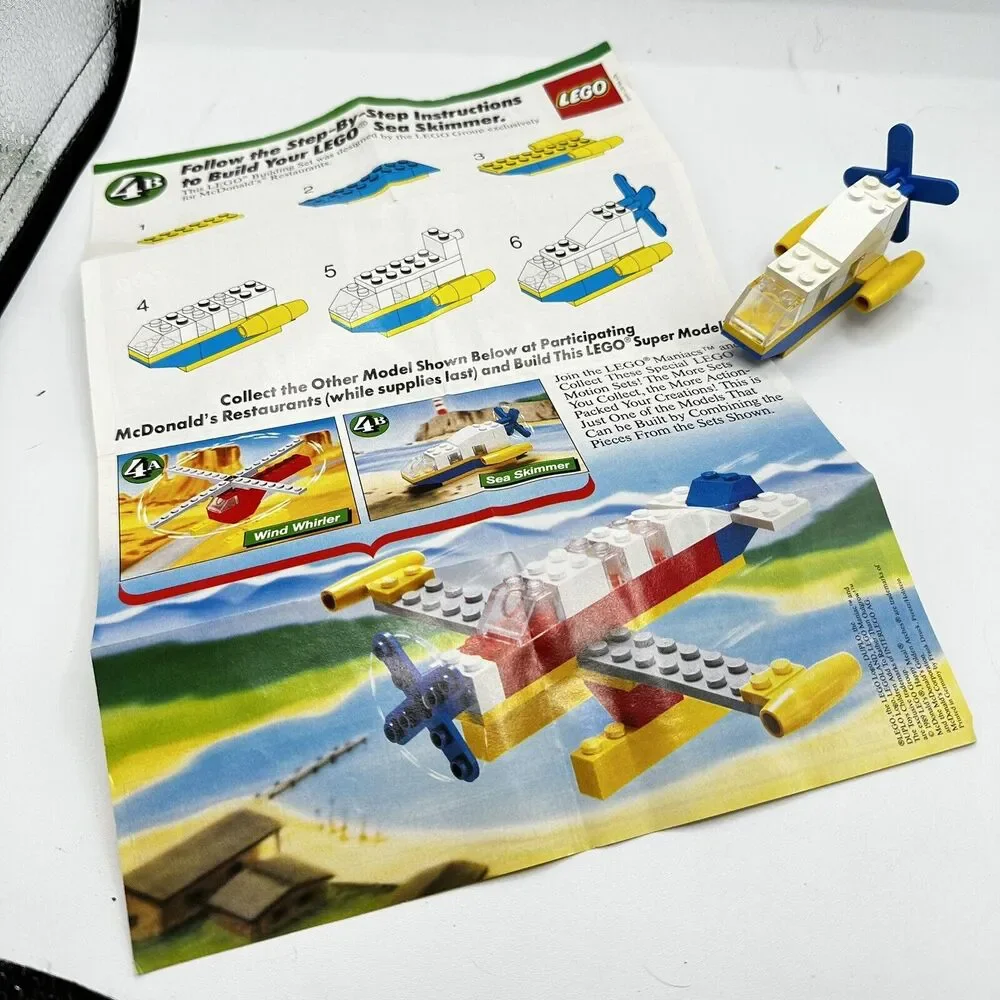 Vintage 1980s McDonalds Happy Meal LEGO Basic: Sea Skimmer (1649) With Guide